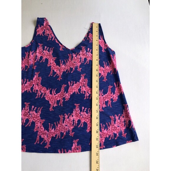 Lilly Pulitzer Blue and Pink Giraffe Print Lightweight V-Neck Tank Top Size L - Picture 8 of 10